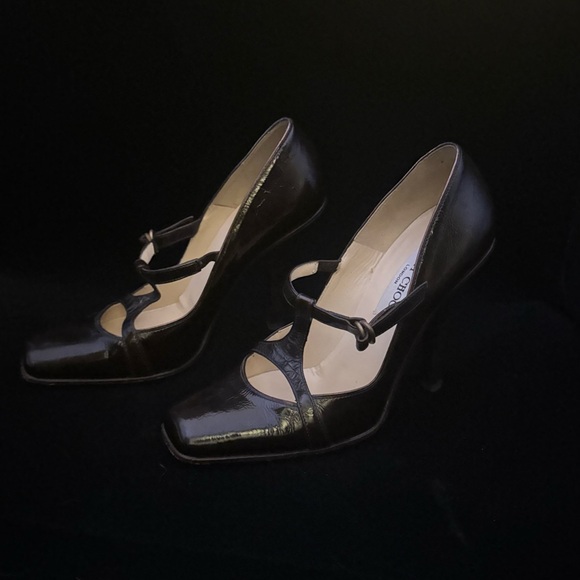 Jimmy Choo Brown Patent Leather T-Strap Mary Janes - Picture 3 of 7